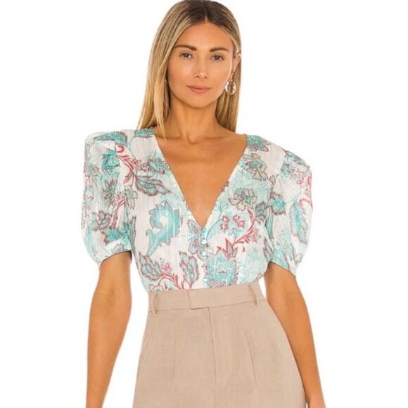 NWOT HEMANT & NANDITA Puff Sleeve Bodysuit - Picture 2 of 6